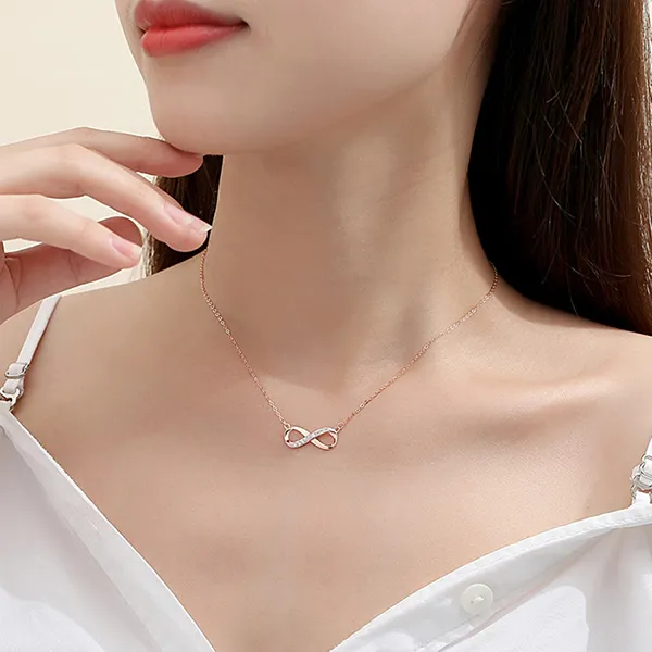 Dây Chuyền Nữ Lili Jewelry Đính Đá CZ Vô Cực Kataleya LILI_105839 Màu Vàng Hồng - Trang sức - Vua Hàng Hiệu