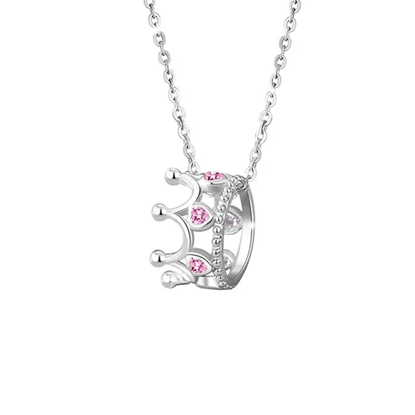 Dây Chuyền Nữ Lili Jewelry Đính Đá CZ Vương Miện Tình Yêu Crown LILI_105792 Màu Hồng - Trang sức - Vua Hàng Hiệu