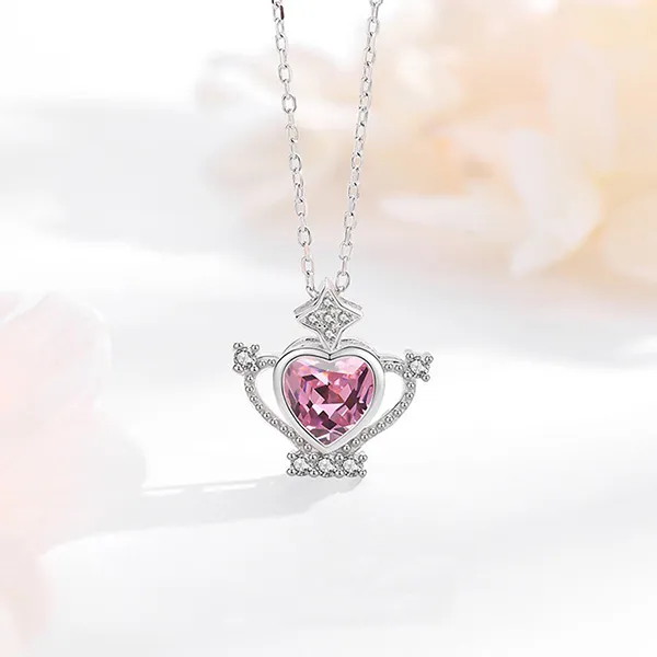 Dây Chuyền Nữ Lili Jewelry Đính Đá CZ Vương Miệng Công Chúa Charley LILI_105353 Màu Hồng Bạc - Trang sức - Vua Hàng Hiệu