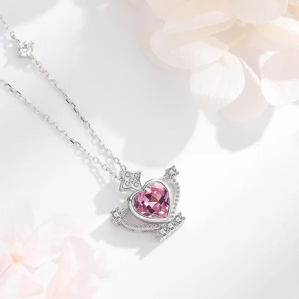 Dây Chuyền Nữ Lili Jewelry Đính Đá CZ Vương Miệng Công Chúa Charley LILI_105353 Màu Hồng Bạc - Trang sức - Vua Hàng Hiệu
