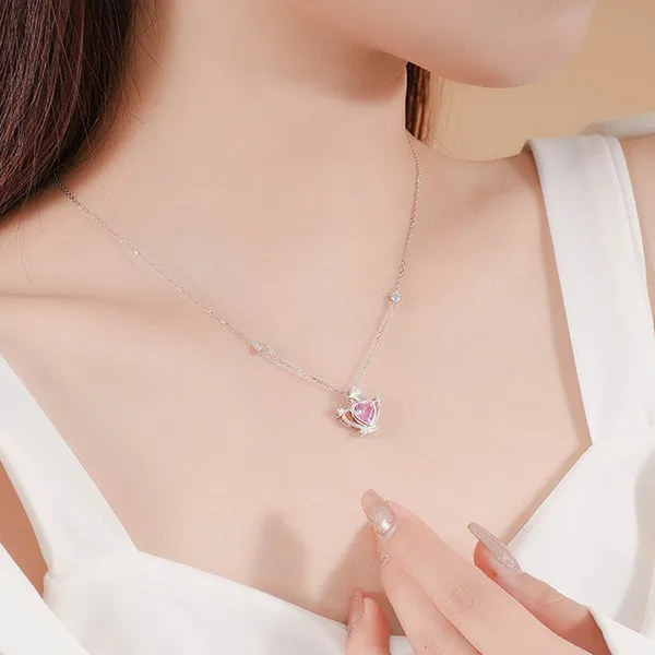 Dây Chuyền Nữ Lili Jewelry Đính Đá CZ Vương Miệng Công Chúa Charley LILI_105353 Màu Hồng Bạc - Trang sức - Vua Hàng Hiệu