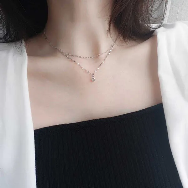 Dây Chuyền Nữ Lili Jewelry Đính Đá CZ White Love LILI_538987 Màu Bạc