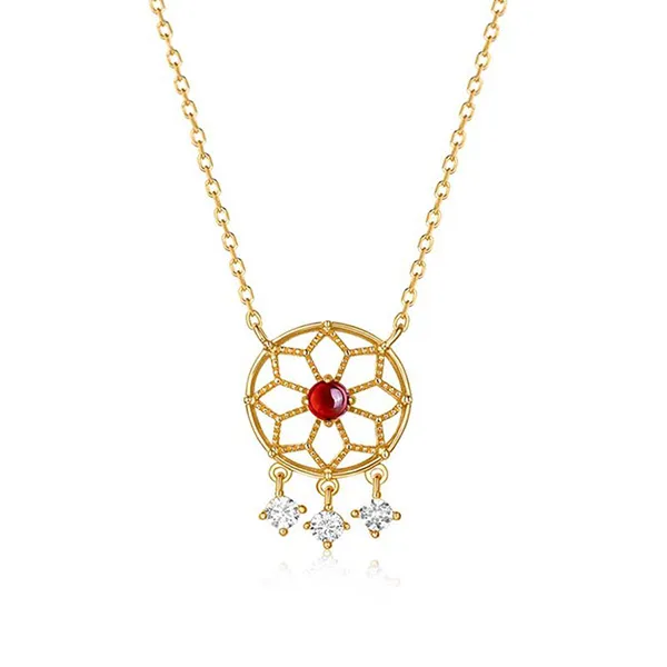 Dây Chuyền Nữ Lili Jewelry Đính Đá Garnet Dreamcatcher LILI_536286 Màu Vàng Gold/Đỏ
