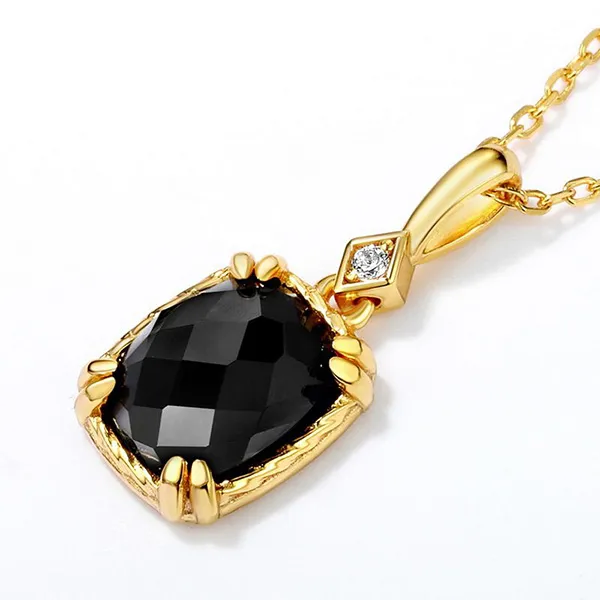 Dây Chuyền Nữ Lili Jewelry Đính Đá Mã Não Mặt Vuông LILI_251787 Màu Vàng Gold/Đen - Trang sức - Vua Hàng Hiệu