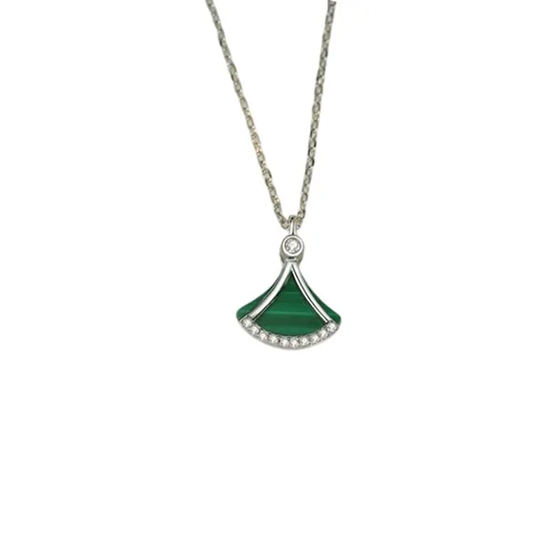 Dây Chuyền Nữ Lili Jewelry Đính Đá Malachite Hình Chân Váy Giana LILI_098989 Màu Xanh Bạc