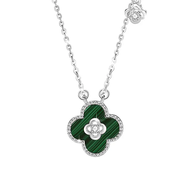 Dây Chuyền Nữ Lili Jewelry Đính Đá Malachite Hình Cỏ 4 Lá Myla LILI_131233 Màu Bạc/Xanh - Trang sức - Vua Hàng Hiệu