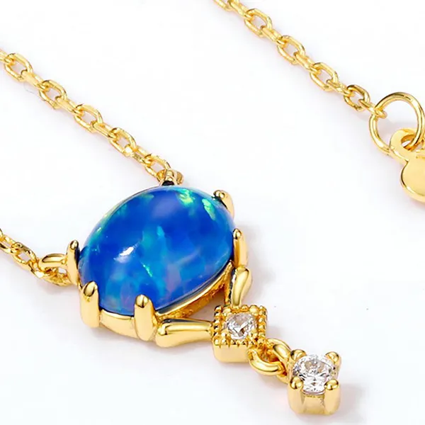 Dây Chuyền Nữ Lili Jewelry Đính Đá Opal Cổ Điển Irene LILI_898153 Màu Vàng/Xanh