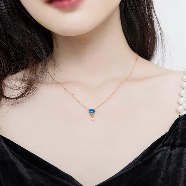 Dây Chuyền Nữ Lili Jewelry Đính Đá Opal Cổ Điển Irene LILI_898153 Màu Vàng/Xanh