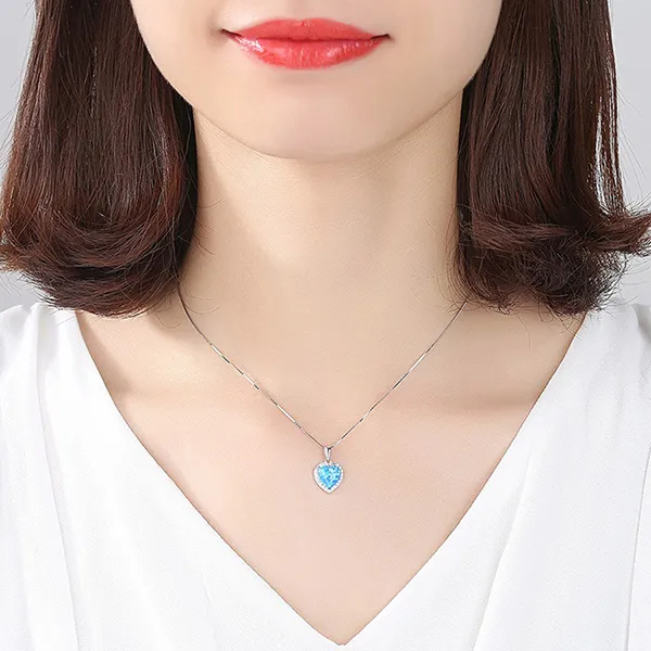 Dây Chuyền Nữ Lili Jewelry Đính Đá Opal Hình Trái Tim Arlet LILI_098147 Màu Xanh Dương