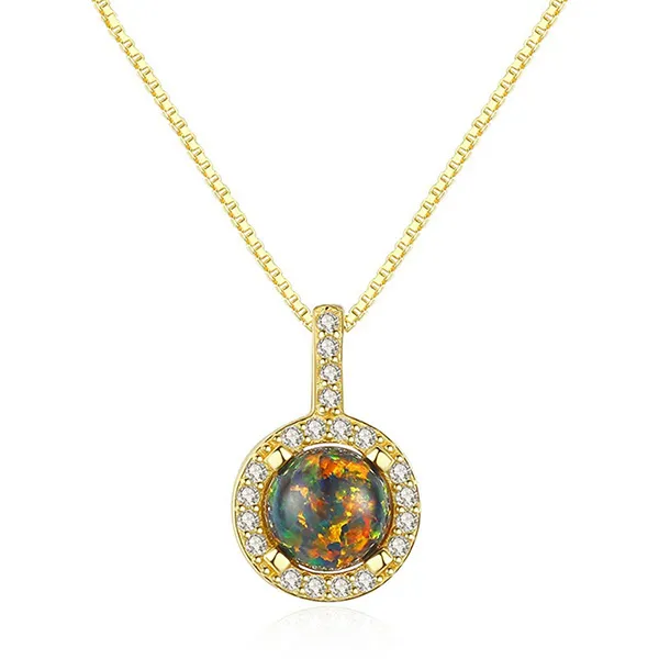 Dây Chuyền Nữ Lili Jewelry Đính Đá Opal Tròn Persephone LILI_098035 Màu Vàng