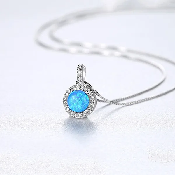 Dây Chuyền Nữ Lili Jewelry Đính Đá Opal Tròn Persephone LILI_098035 Màu Xanh Dương