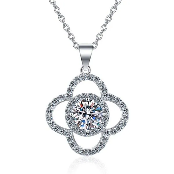 Dây Chuyền Nữ Lili Jewelry Đính Kim Cương Moissanite Cỏ 4 Lá Magnus LILI_533228 Màu Trắng