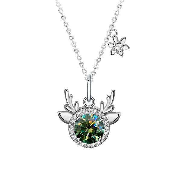 Dây Chuyền Nữ Lili Jewelry Đính Kim Cương Moissanite Gạc Nai Jaylani LILI_074209 Màu Xanh Bạc - Trang sức - Vua Hàng Hiệu