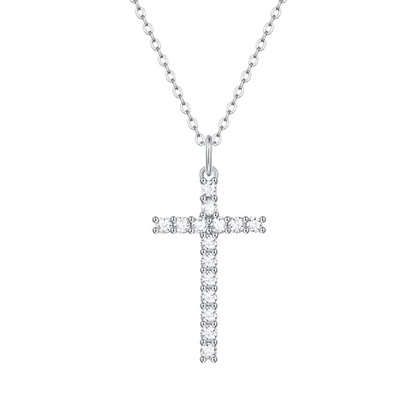 Dây Chuyền Nữ Lili Jewelry Đính Kim Cương Moissanite Hình Cây Thánh Giá LILI_053708 Màu Bạc