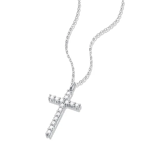 Dây Chuyền Nữ Lili Jewelry Đính Kim Cương Moissanite Hình Cây Thánh Giá LILI_053708 Màu Bạc