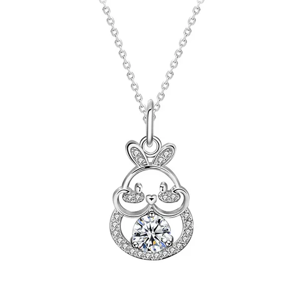 Dây Chuyền Nữ Lili Jewelry Đính Kim Cương Moissanite Hình Chú Thỏ Rabbit LILI_054994 Màu Bạc - Trang sức - Vua Hàng Hiệu