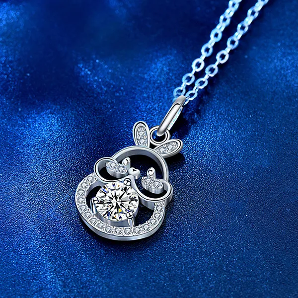 Dây Chuyền Nữ Lili Jewelry Đính Kim Cương Moissanite Hình Chú Thỏ Rabbit LILI_054994 Màu Bạc - Trang sức - Vua Hàng Hiệu
