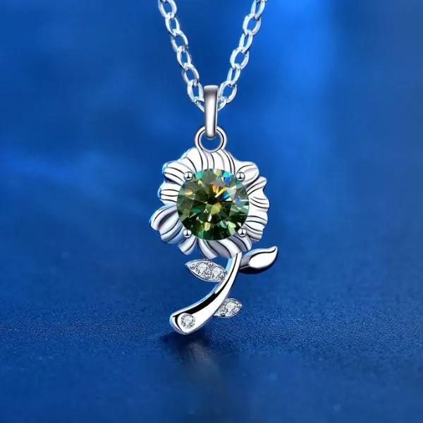 Dây Chuyền Nữ Lili Jewelry Đính Kim Cương Moissanite Hoa Hướng Dương Bellamy LILI_074108 Màu Xanh Lá