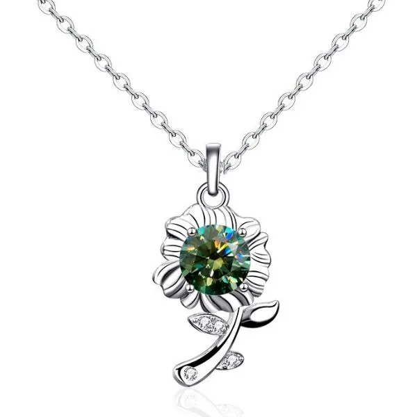 Dây Chuyền Nữ Lili Jewelry Đính Kim Cương Moissanite Hoa Hướng Dương Bellamy LILI_074108 Màu Xanh Lá