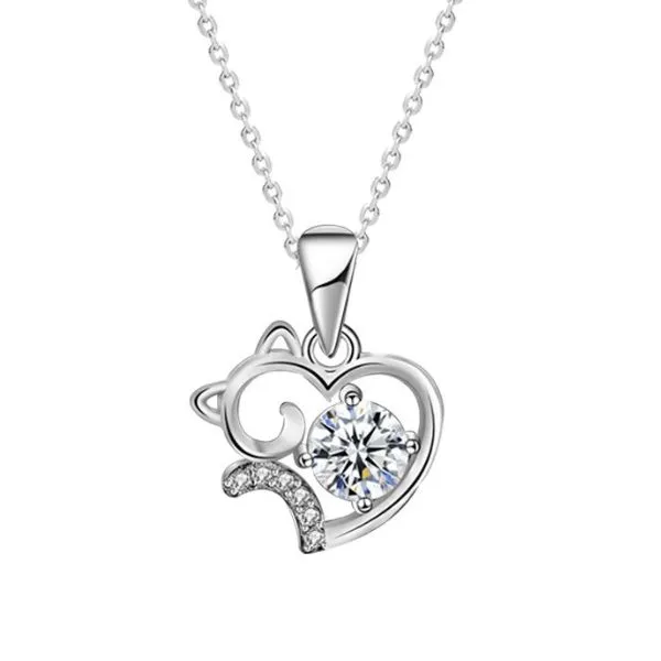 Dây Chuyền Nữ Lili Jewelry Đính Kim Cương Moissanite Mèo Dễ Thương Lottie LILI_071691 Màu Trắng