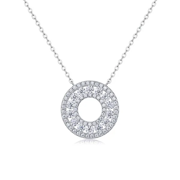 Dây Chuyền Nữ Lili Jewelry Đính Kim Cương Moissanite Tròn Carly LILI_105863 Màu Bạc