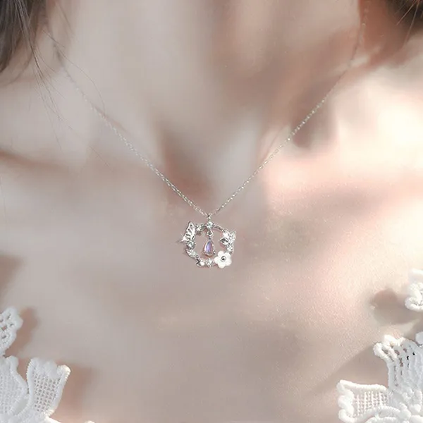 Dây Chuyền Nữ Lili Jewelry Đính Đá CZ Hoa Bướm Daria LILI_544483 Màu Xanh Bạc