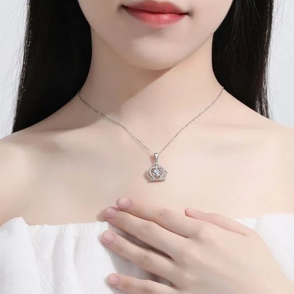 Dây Chuyền Nữ Lili Jewelry Đính Kim Cương Moissanite Vương Miện LILI_825531 Màu Bạc