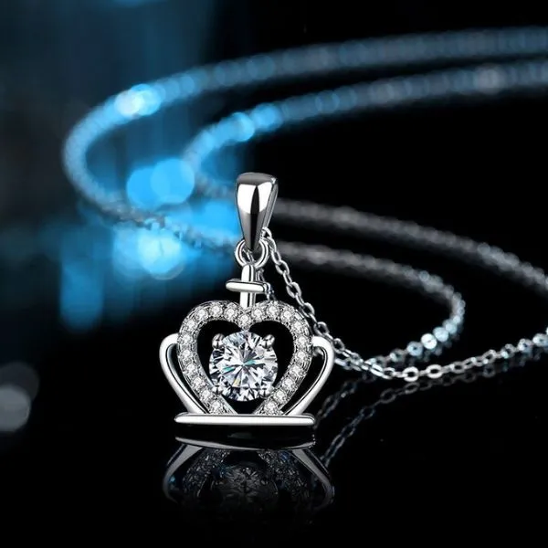 Dây Chuyền Nữ Lili Jewelry Đính Kim Cương Moissanite Vương Miện LILI_825531 Màu Bạc