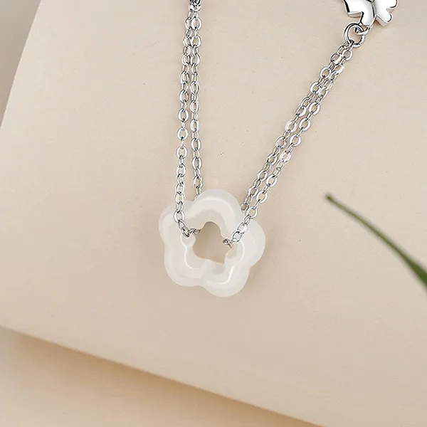 Dây Chuyền Nữ Lili Jewelry Đính Ngọc Bích Hetian Hoa Hồ Điệp Jamie LILI_105581 Màu Bạc