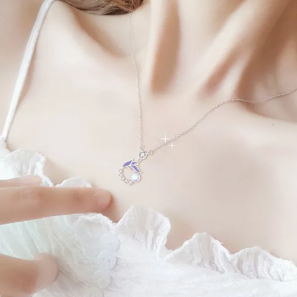 Dây Chuyền Nữ Lili Jewelry Đính Pha Lê Aurora Hình Cá Tiên Louisa LILI_327486 Màu Tím Bạc