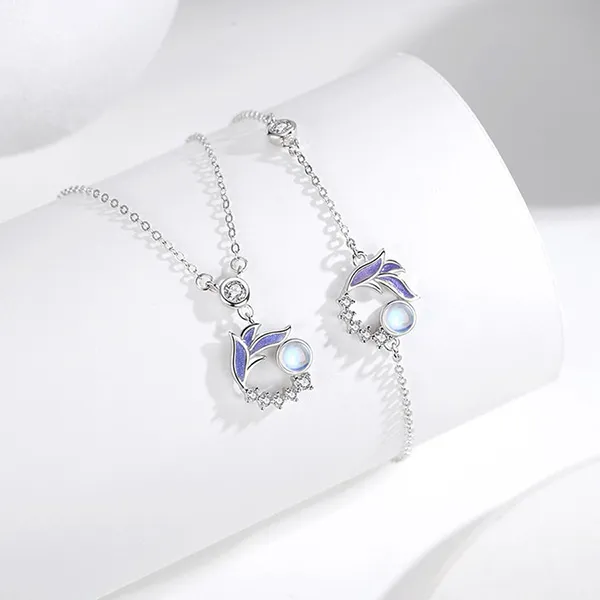 Dây Chuyền Nữ Lili Jewelry Đính Pha Lê Aurora Hình Cá Tiên Louisa LILI_327486 Màu Tím Bạc