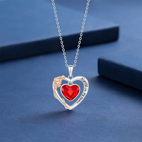 Dây Chuyền Nữ Lili Jewelry Đính Pha Lê Swarovski Hình Trái Tim LUV LILI_054135 Màu Bạc Đỏ