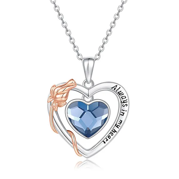 Dây Chuyền Nữ Lili Jewelry Đính Pha Lê Swarovski Hình Trái Tim LUV LILI_054135 Màu Xanh Bạc