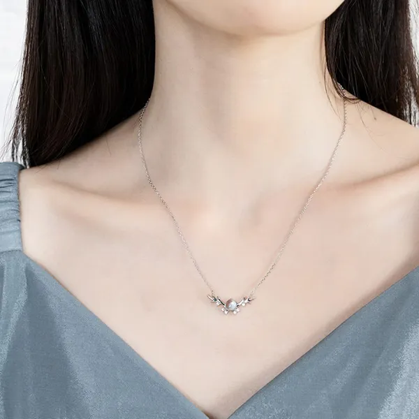Dây Chuyền Nữ Lili Jewelry Gạc Nai Đính Đá Topaz LILI_918479 Màu Bạc - Trang sức - Vua Hàng Hiệu