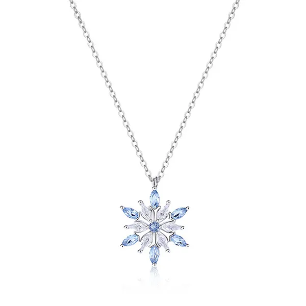 Dây Chuyền Nữ Lili Jewelry Hình Bông Tuyết Đính Đá CZ LILI_125556 Màu Bạc/Xanh