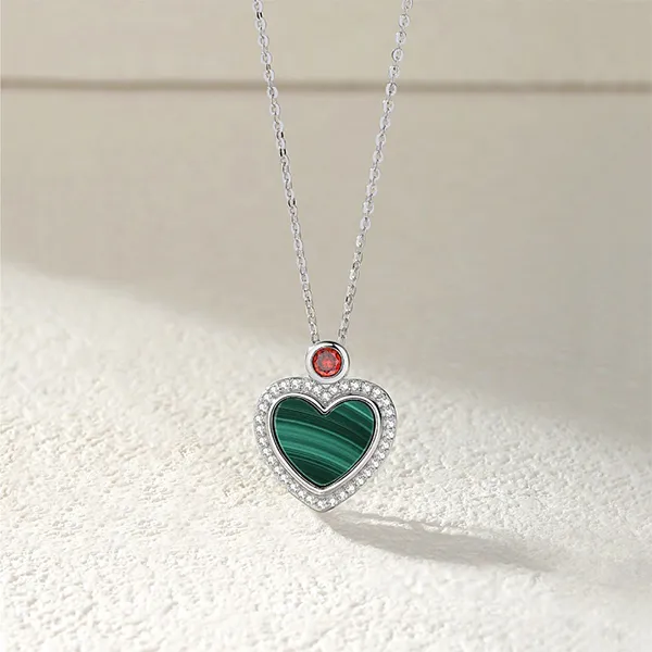 Dây Chuyền Nữ Lili Jewelry Hình Trái Tim Saoirse LILI_099008 Màu Bạc Phối Xanh