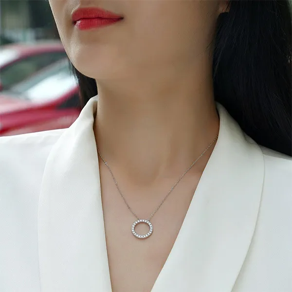 Dây Chuyền Nữ Lili Jewelry Hình Tròn Adalynn LILI_126087 Màu Bạc
