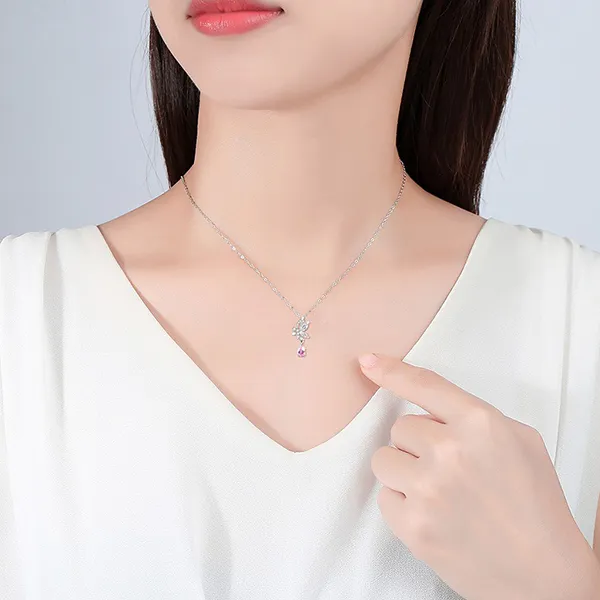 Dây Chuyền Nữ Lili Jewelry Hồ Điệp Jovie LILI_097544 Màu Bạc Phối Hồng