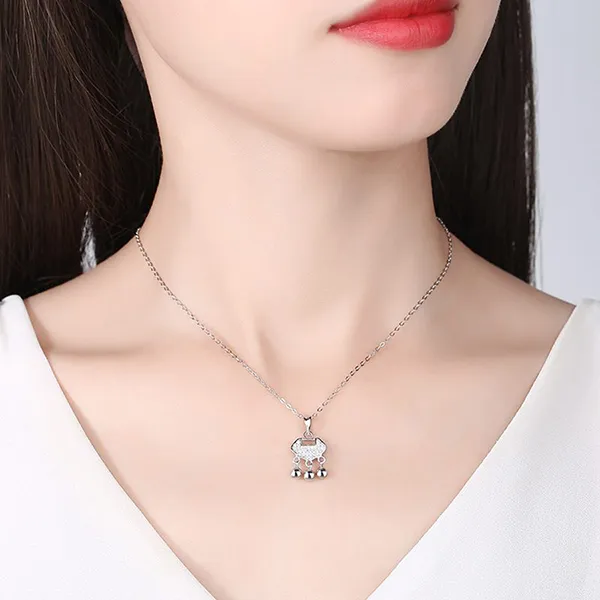 Dây Chuyền Nữ Lili Jewelry Khóa Trường Mệnh LILI_312712 Màu Bạc