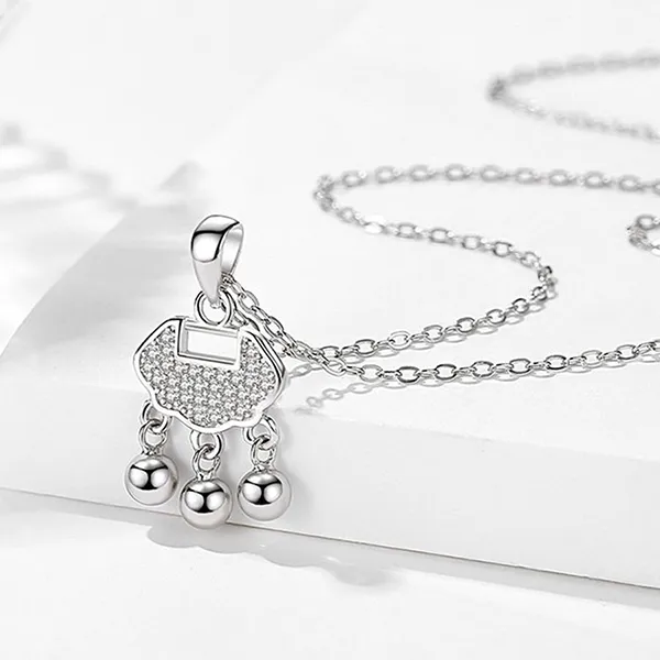 Dây Chuyền Nữ Lili Jewelry Khóa Trường Mệnh LILI_312712 Màu Bạc