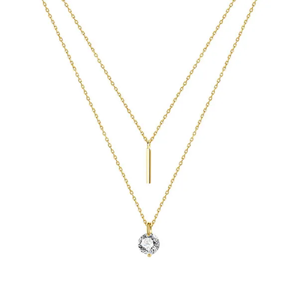 Dây Chuyền Nữ Lili Jewelry Mạ Vàng 2 Tầng Đính Đá CZ Tròn Sunday LILI_531821 Màu Vàng Gold - Trang sức - Vua Hàng Hiệu