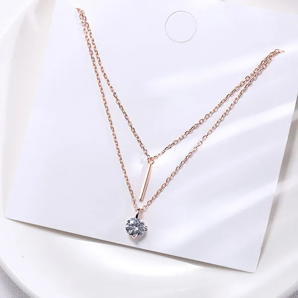 Dây Chuyền Nữ Lili Jewelry Mạ Vàng 2 Tầng Đính Đá CZ Tròn Sunday LILI_531821 Màu Vàng Hồng - Trang sức - Vua Hàng Hiệu
