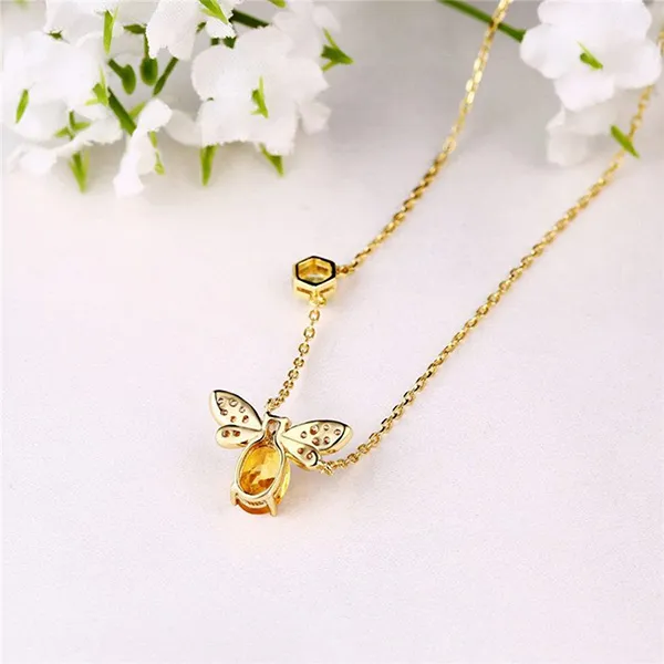Dây Chuyền Nữ Lili Jewelry Mạ Vàng Đính Đá Citrine Ong Nhỏ LILI_547779 Màu Bạc - Trang sức - Vua Hàng Hiệu