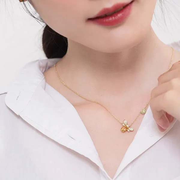 Dây Chuyền Nữ Lili Jewelry Mạ Vàng Đính Đá Citrine Ong Nhỏ LILI_547779 Màu Bạc - Trang sức - Vua Hàng Hiệu