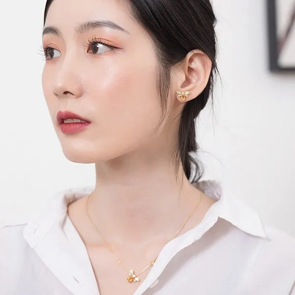Dây Chuyền Nữ Lili Jewelry Mạ Vàng Đính Đá Citrine Ong Nhỏ LILI_547779 Màu Bạc - Trang sức - Vua Hàng Hiệu