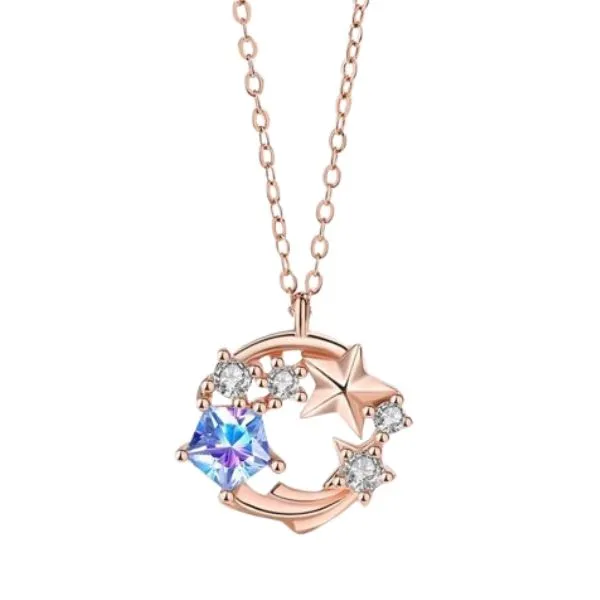 Dây Chuyền Nữ Lili Jewelry Mạ Vàng Đính Đá CZ Hình Ngôi Sao Băng LILI_162286 Màu Vàng Hồng