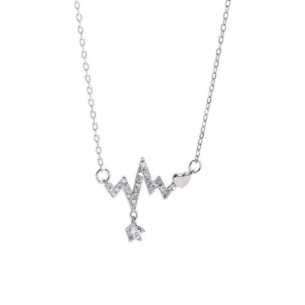 Dây Chuyền Nữ Lili Jewelry Đính Đá CZ Nhịp Tim LILI_293746 Màu Bạc