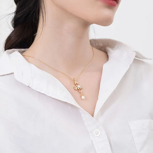 Dây Chuyền Nữ Lili Jewelry Mạ Vàng Đính Ngọc Trai Yeny LILI_482496 Màu Vàng - Trang sức - Vua Hàng Hiệu