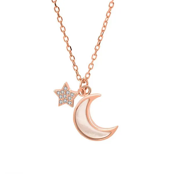 Dây Chuyền Nữ Lili Jewelry Mạ Vàng Hồng Đính Đá CZ Mặt Trăng Sao Lovely LILI_652773 Màu Vàng Hồng - Trang sức - Vua Hàng Hiệu