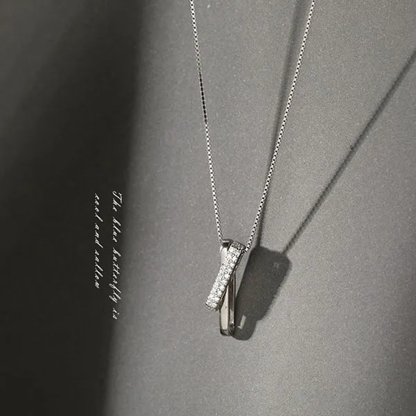 Dây Chuyền Nữ Lili Jewelry Mảnh Nhỏ Đính Đá CZ Hình Trái Tim Cách Điệu Nolan LILI_255281 Màu Bạc
